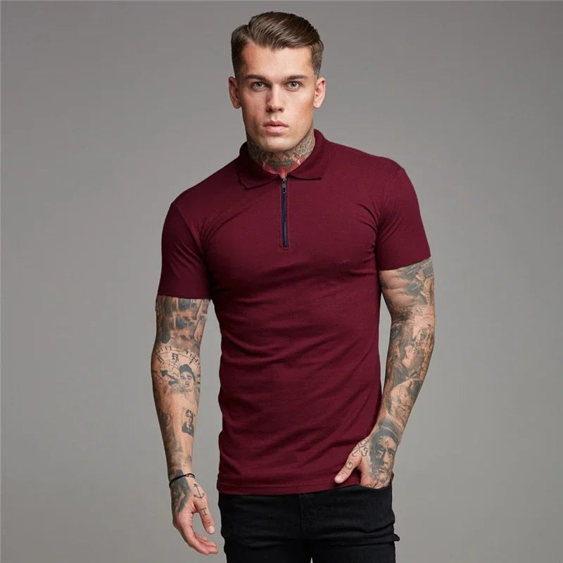 Camiseta Masculina Polo com Gola em Zíper