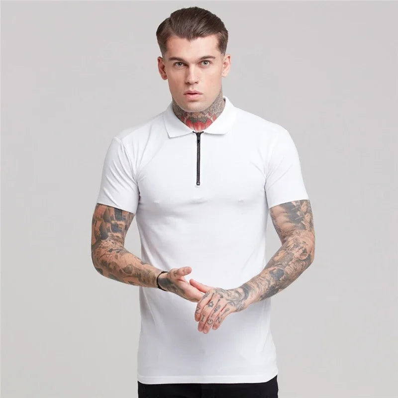 Camiseta Masculina Polo com Gola em Zíper