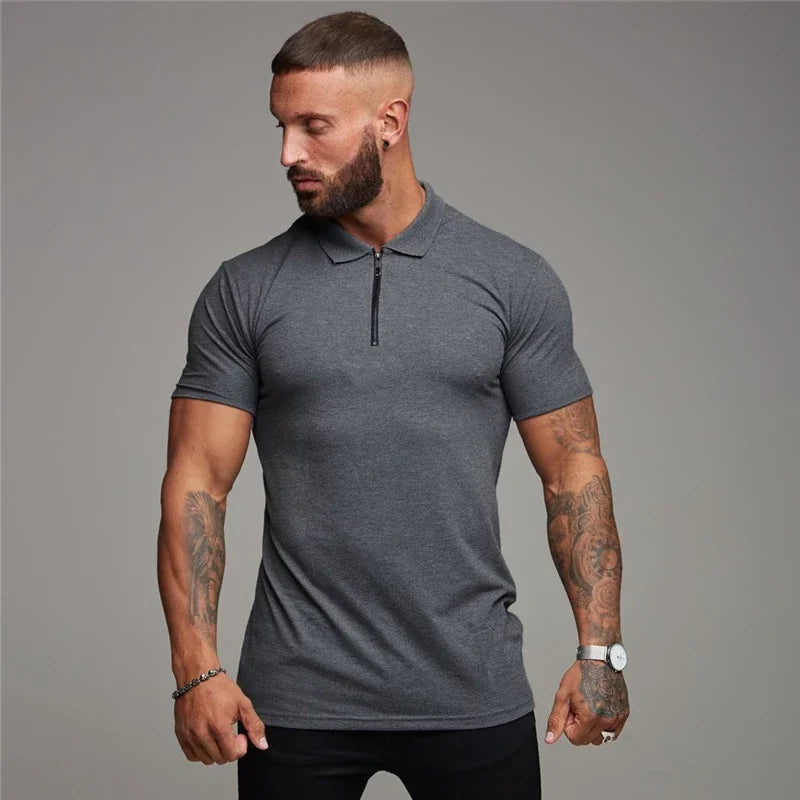 Camiseta Masculina Polo com Gola em Zíper